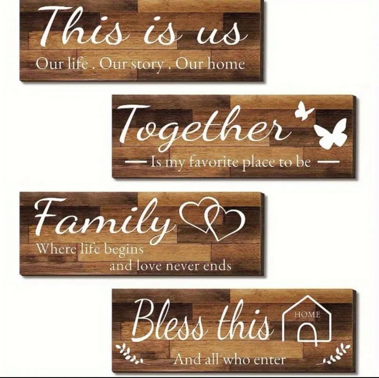 4 wooden wall pieces