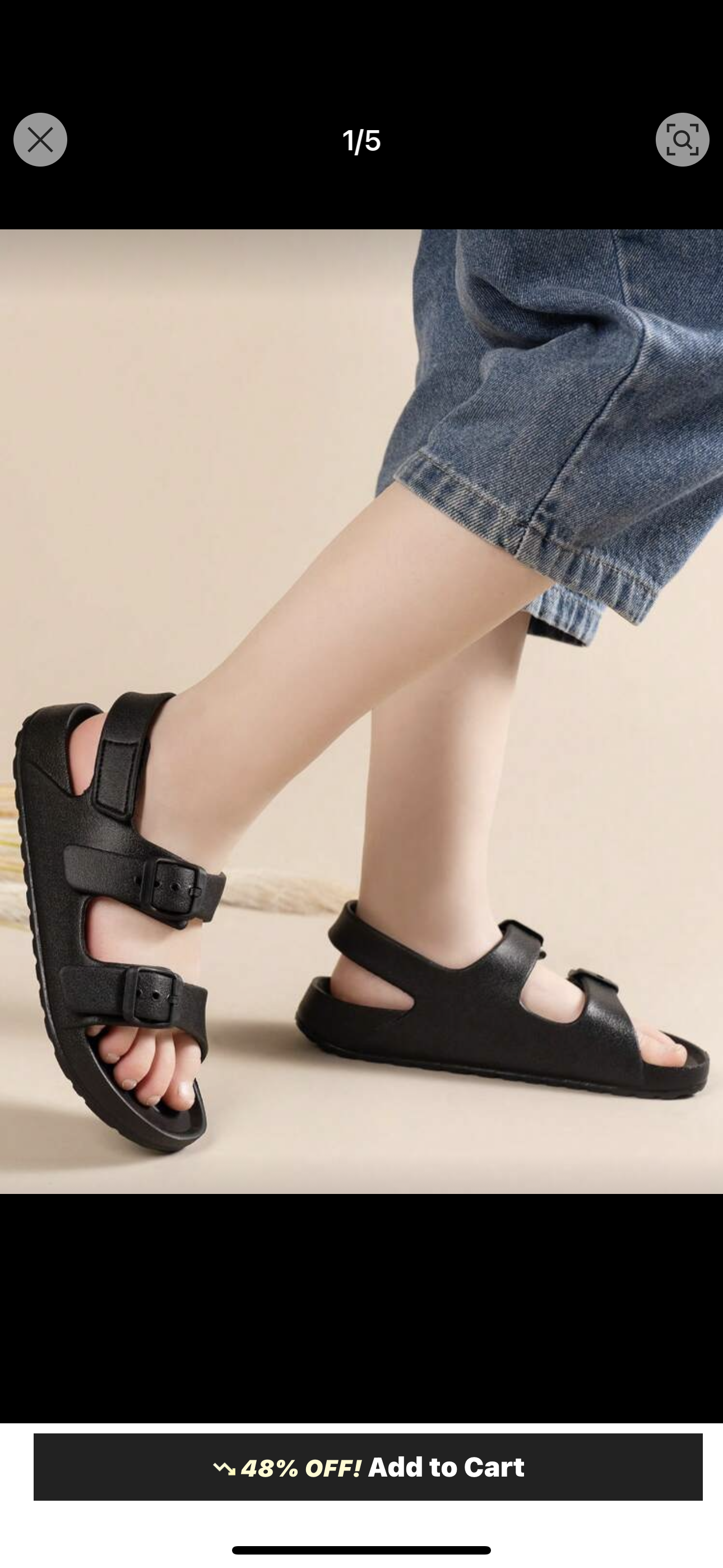 Kids Double Buckle EVA Anti-Slip Soft Lightweight Open Toe Casual Sport Sandals, Suitable For Indoor/Outdoor Wear, Daily Home Bathroom Use, All Seasons, Black