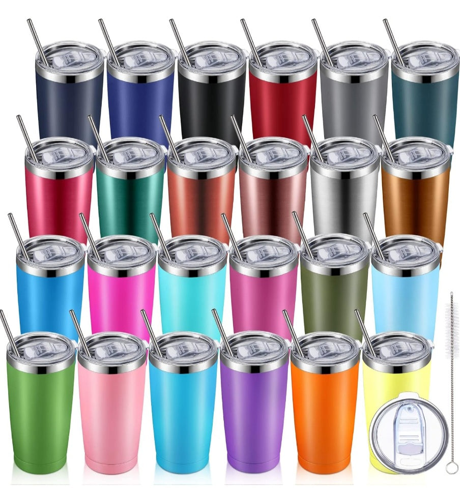 Eaasty Insulated Travel Tumbler with Straw and Lids 20 oz Stainless Steel Vacuum Tumbler Cups Powder Coated Coffee Mug for Cold and Hot Drinks