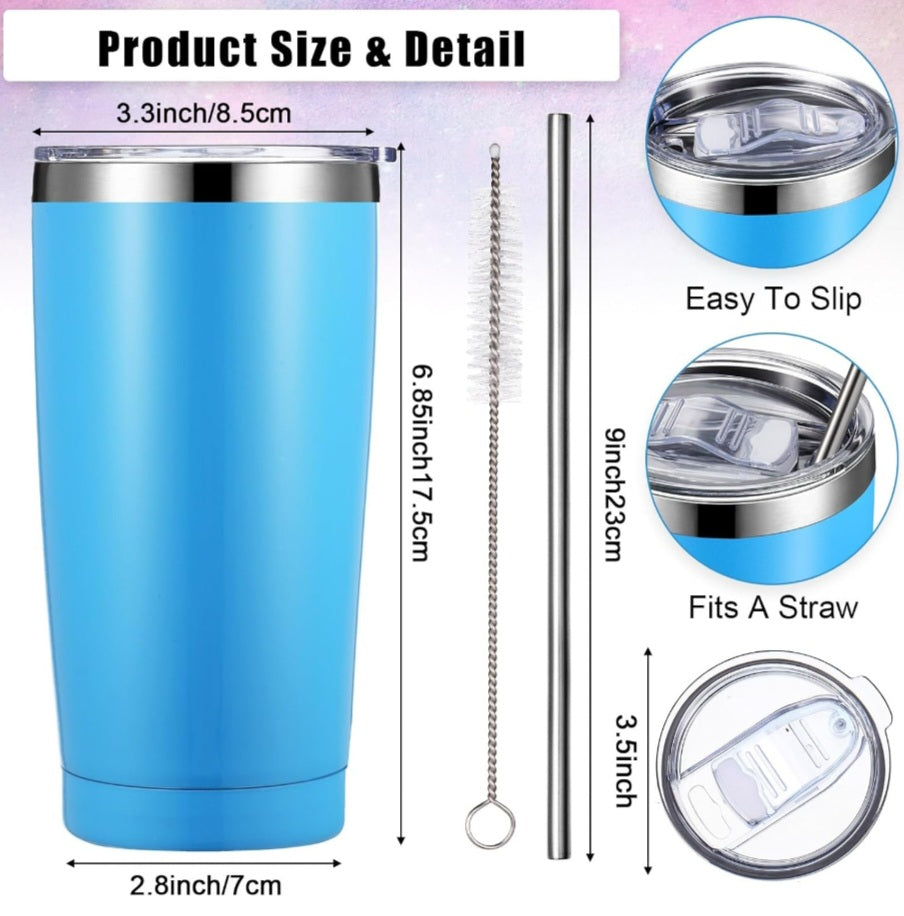 Eaasty Insulated Travel Tumbler with Straw and Lids 20 oz Stainless Steel Vacuum Tumbler Cups Powder Coated Coffee Mug for Cold and Hot Drinks