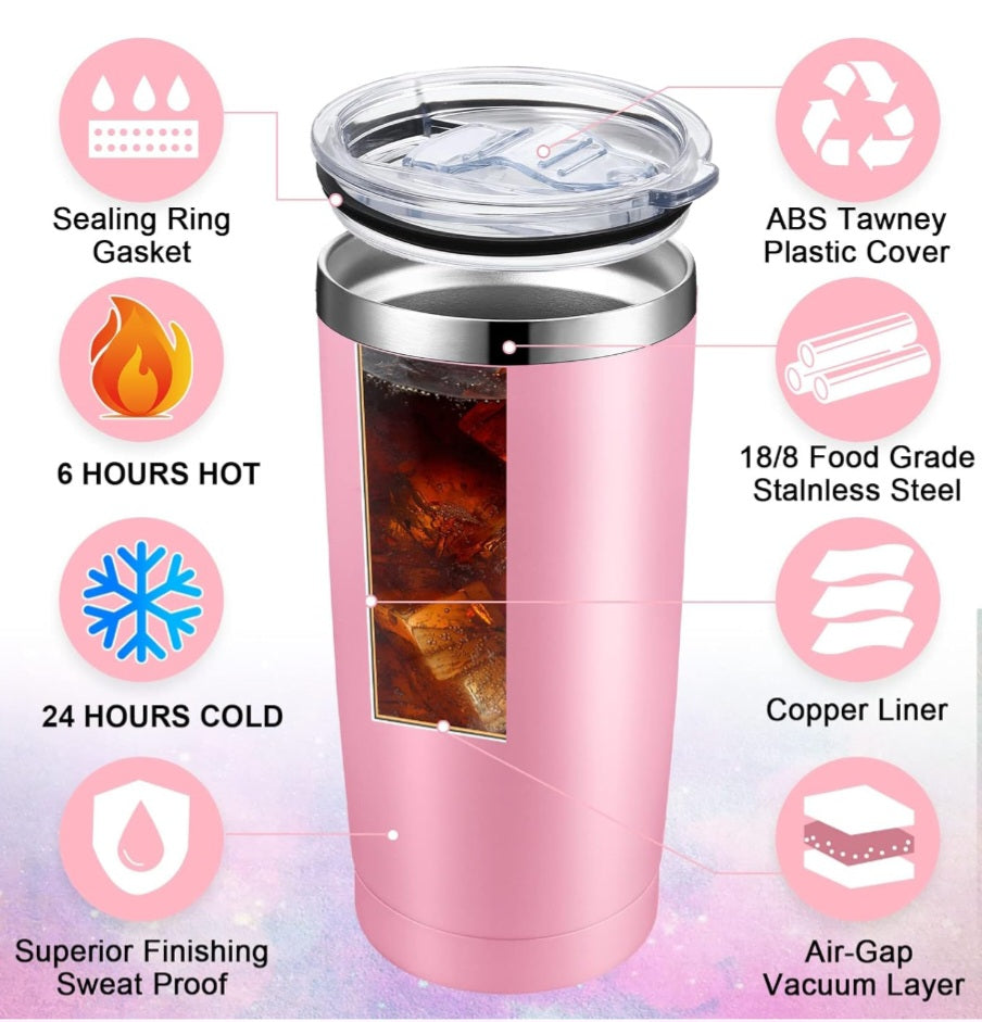 Eaasty Insulated Travel Tumbler with Straw and Lids 20 oz Stainless Steel Vacuum Tumbler Cups Powder Coated Coffee Mug for Cold and Hot Drinks