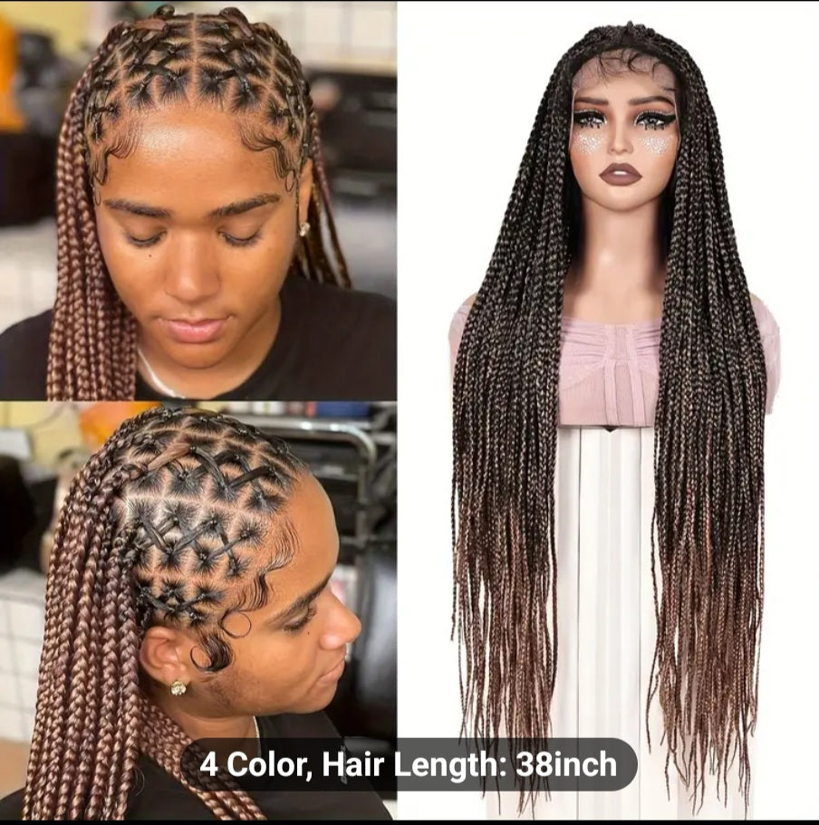 Double Lace Braided Wig - Lace Wigs for Women with Triangle Knotless Lace Front, Blended Full Double Lace, Baby Hair, and Natural Looking Braid Lace Front Design for a Realistic Hairline