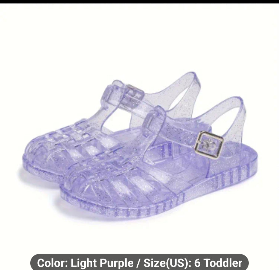 Girls Adorable Princess Jelly Sandals - Soft Rubber Sole, Closed Toe, Beach Ready, Mary Jane Style, Comfortable Summer Dress Shoes