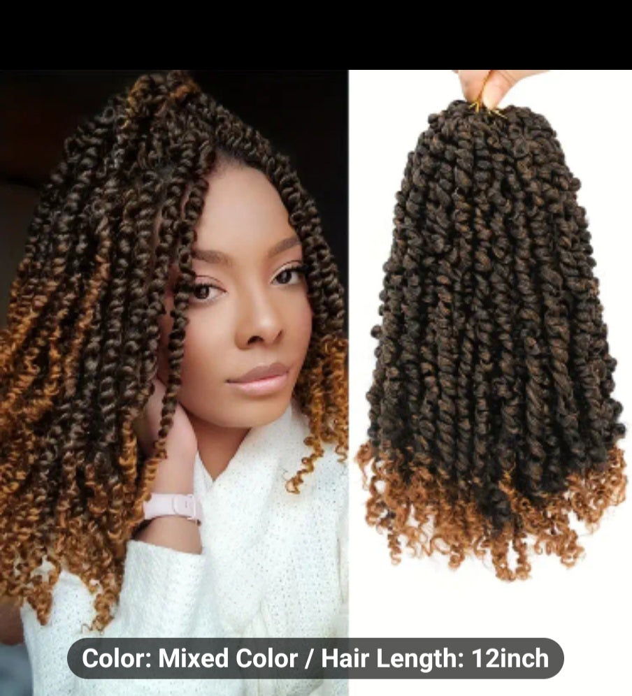 8 Packs of Luscious Passion Twist Crochet Hair - 12 Inch, Pretwisted, Short Pre-Looped for Easy Styling - Perfect for Women, Synthetic Fibers for Durability