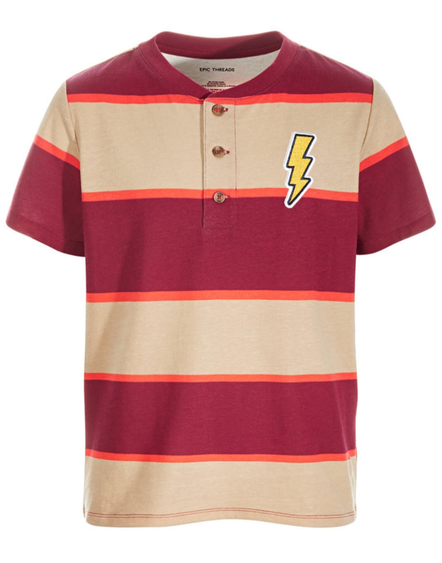 Little and Big boy Striped Lighting Henley T-shirt created for Macy's