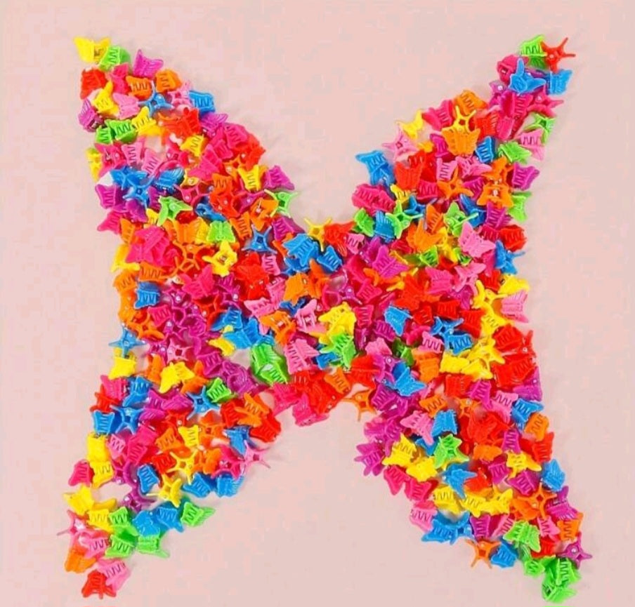 100pcs/Pack Colorful Butterfly Mini Hair Claw Clip For Women, Made Of Ps Plastic, Suitable For Bangs And Ponytails Casual Dopamine