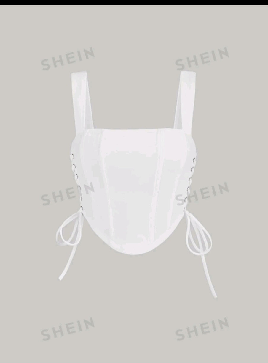 SHEIN MOD Lace Up Side Bandana Hem Wide Straps Top