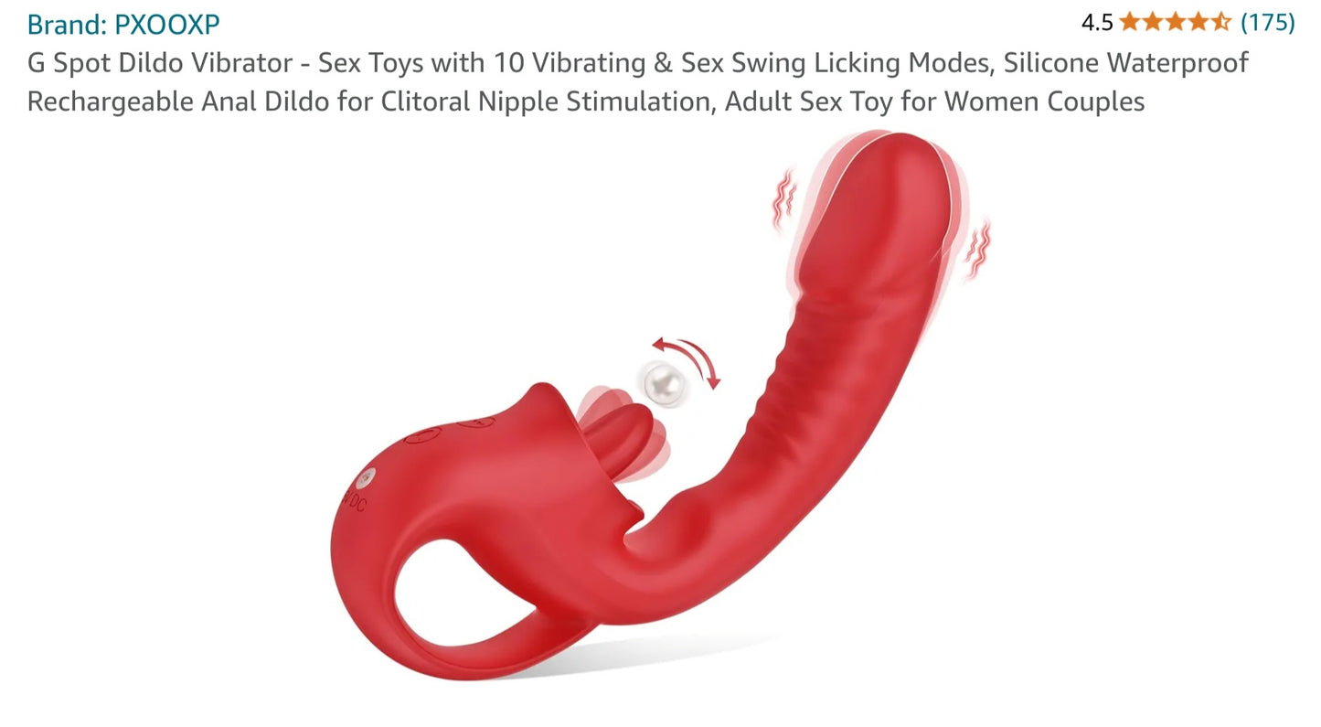 G Spot Dildo Vibrator - Sex Toys with 10 Vibrating & Sex Swing Licking Modes, Silicone Waterproof Rechargeable Anal Dildo for Clitoral Nipple Stimulation, Adult Sex Toy for Women Couples