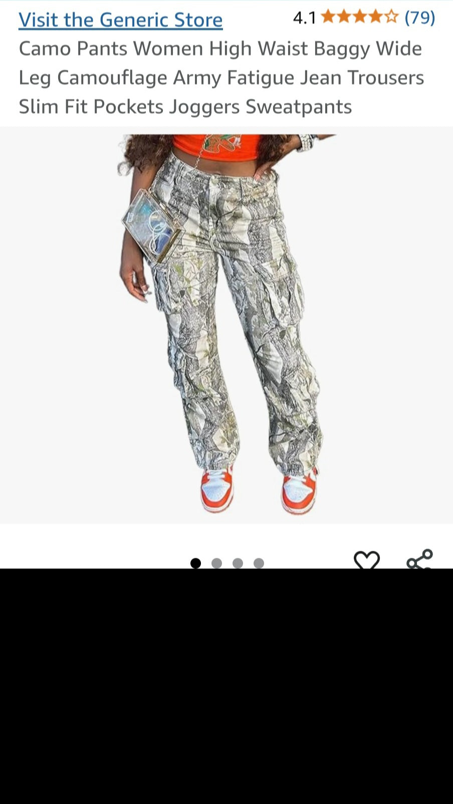 Camo Pants Women High Waist Baggy Wide Leg Camouflage Army Fatigue Jean Trousers Slim Fit Pockets Joggers
