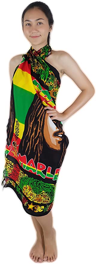 Rhythm of Bob Marley Beachwear Cover up Swimsuit Women Pareo Sarong