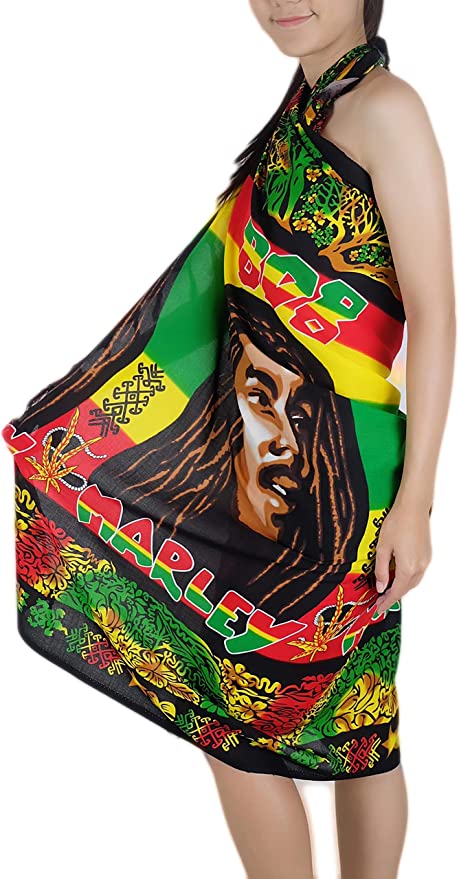 Rhythm of Bob Marley Beachwear Cover up Swimsuit Women Pareo Sarong
