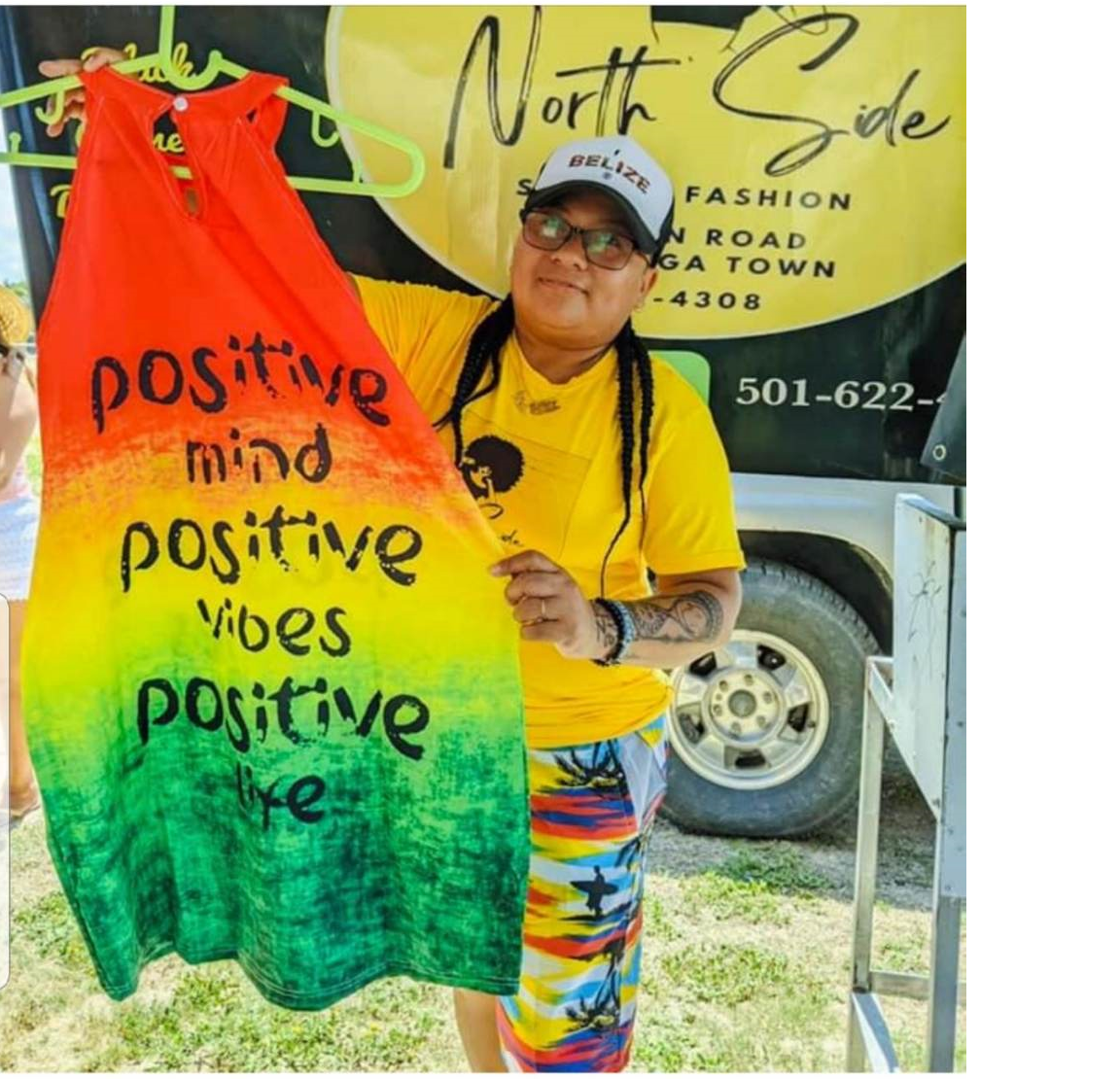 Positive Vibes Rasta Color Print Mini Dress (v)