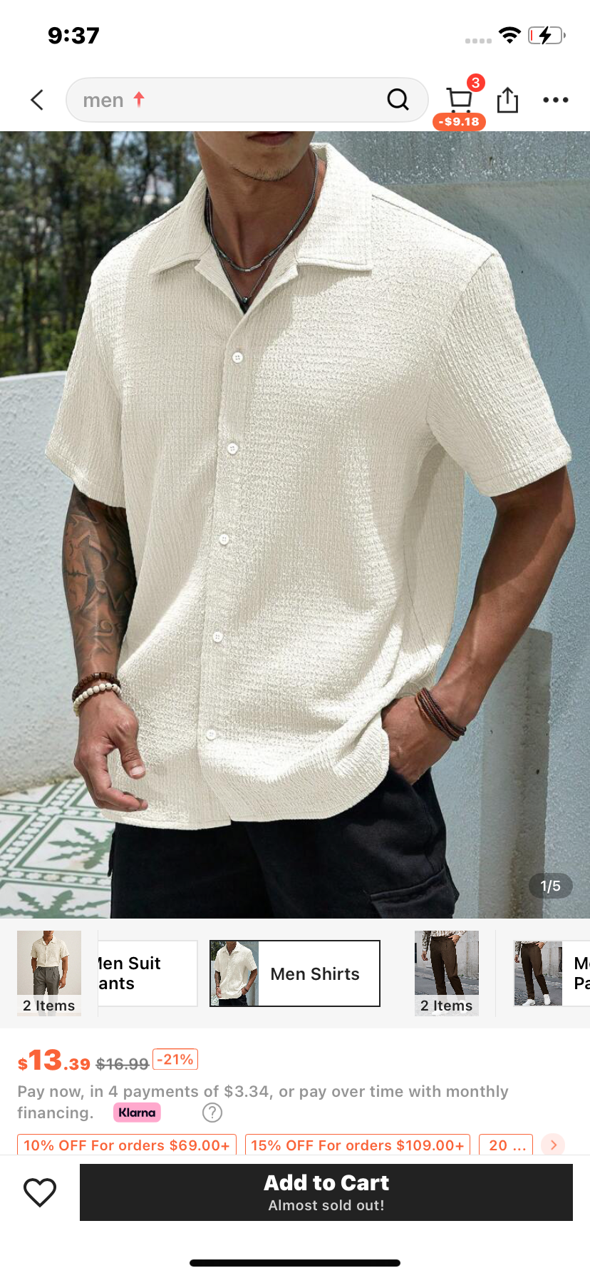 Manfinity Homme Loose Fit Men's Solid Color Button-Up Short Sleeve Casual Shirt