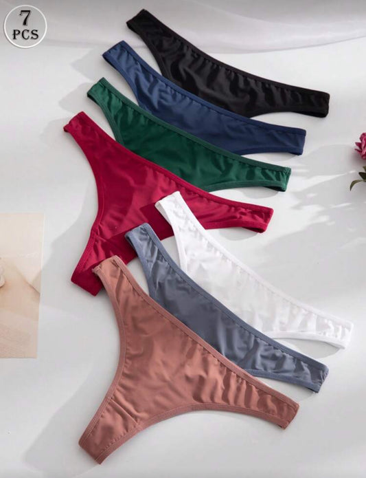 7pcs/Pack Women Seamless Low Waist Comfortable Versatile Thong Panties