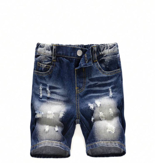 SHEIN Streecool Kids Young Boys' Casual Ripped Denim Shorts