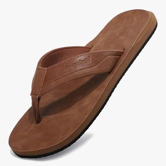 AX BOXING Mens Flip Flops Leather Thong Sandals Casual Comfort Slides Slippers