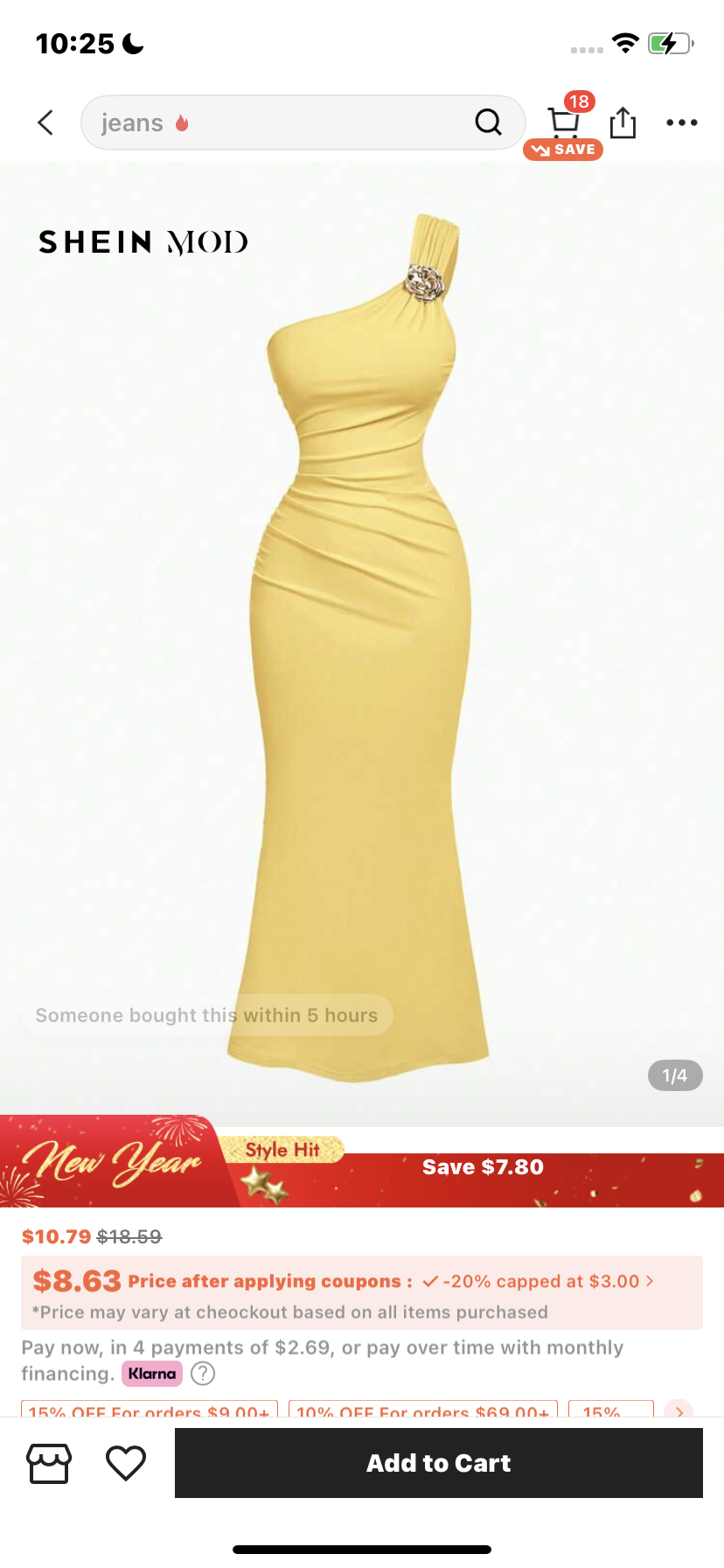 SHEIN X Hannahelzahed SHEIN MOD Gold Brooch Decor Asymmetric Neck Ruched Fishtail Skirt