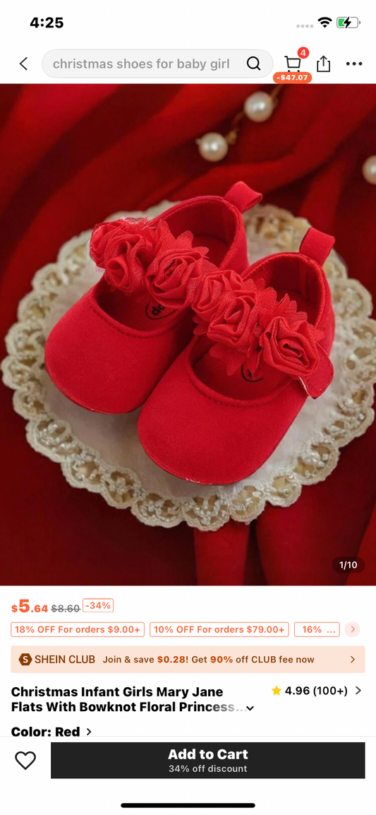 Christmas Infant Girls Mary Jane Flats With Bowknot Floral Princess Wedding Dress Shoes Soft Newborn Infant Crib First Walkers Prewalker