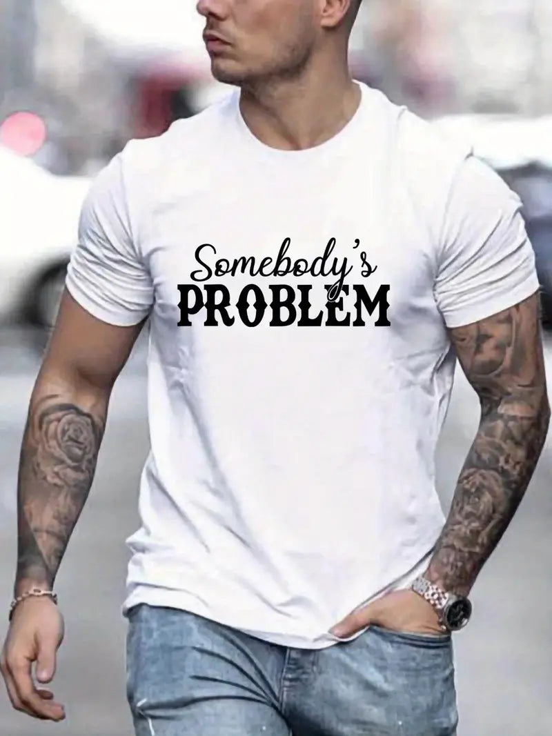 Slogan Pattern Print Men's T-Shirt for Summer!