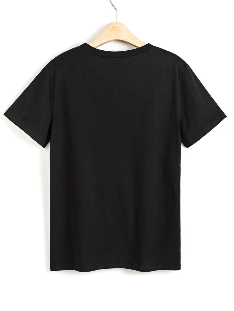 Slogan Graphic Round Neck Tee - (v)