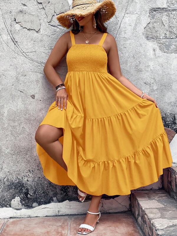 VCAY Plus Ruffle Hem Cami Dress