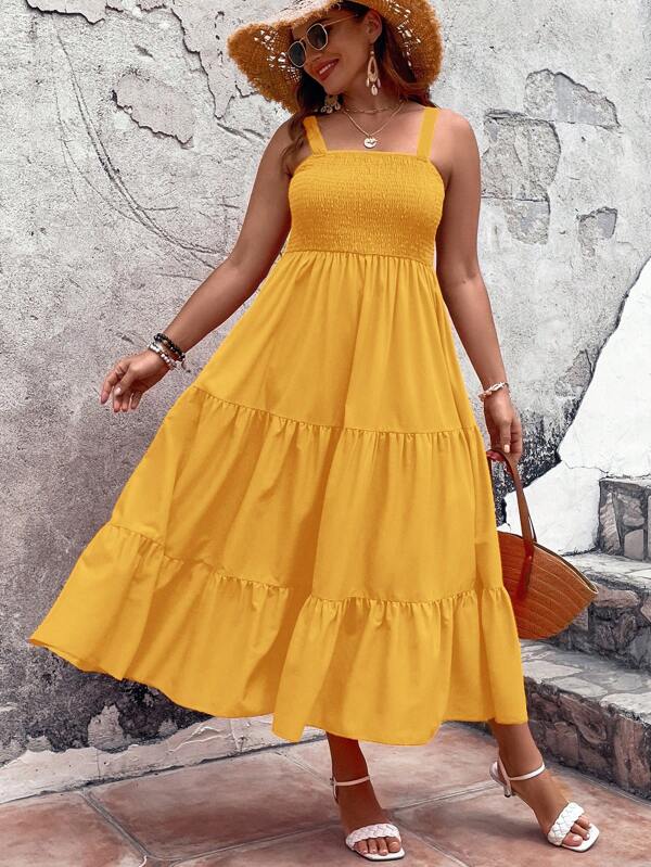 VCAY Plus Ruffle Hem Cami Dress