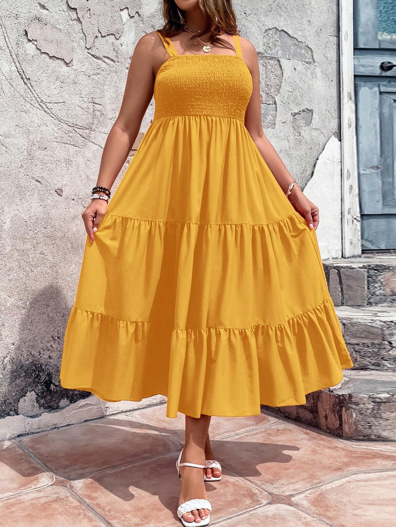 VCAY Plus Ruffle Hem Cami Dress