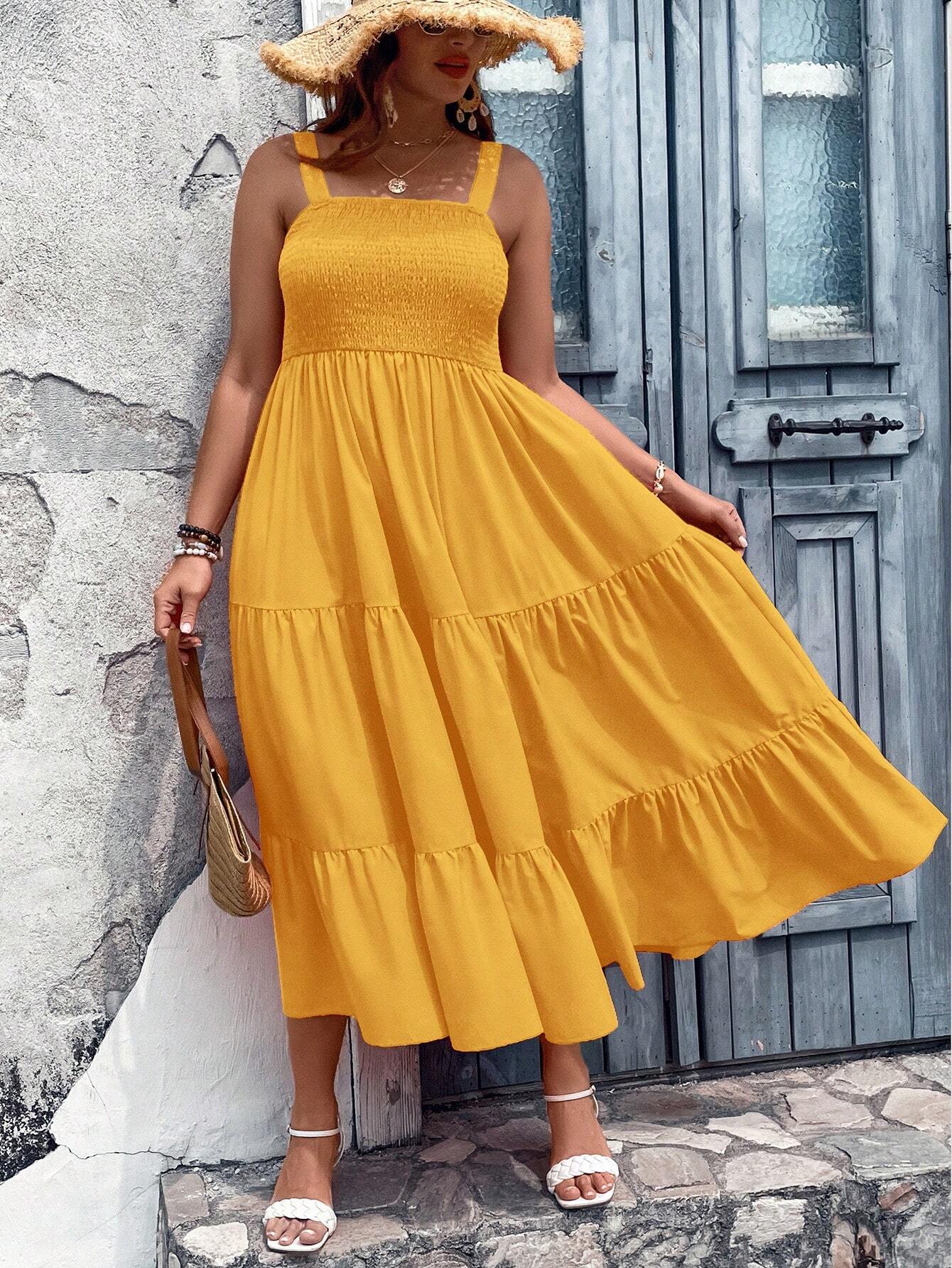 VCAY Plus Ruffle Hem Cami Dress