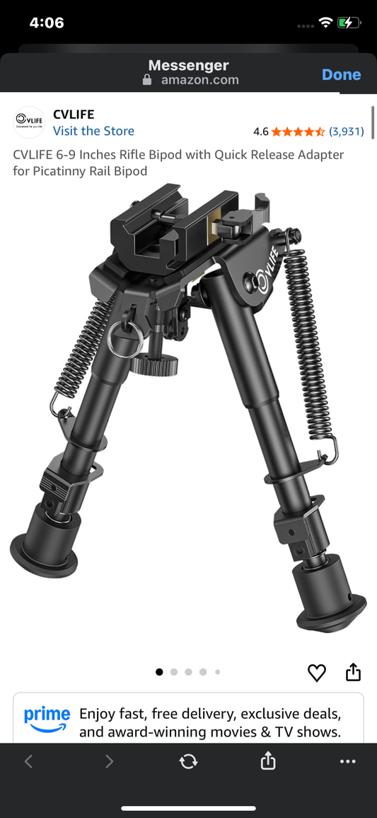 CVLIFE 6-9 Inches Rifle Bipod with Quick Release Adapter for Picatinny Rail Bipod