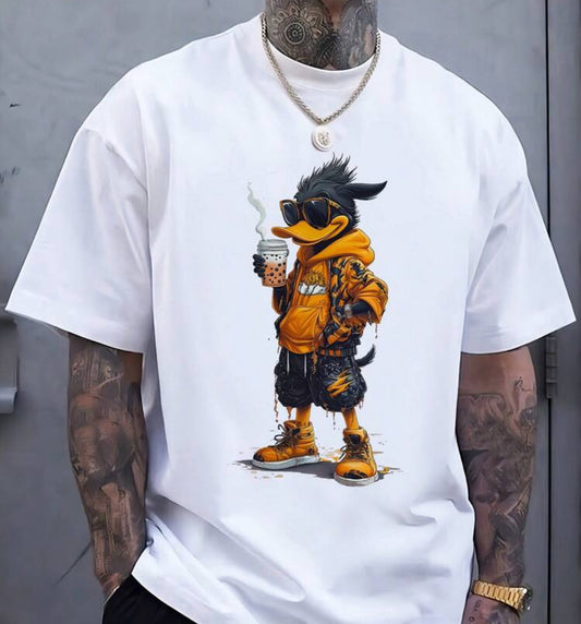 Men's Cool Duck Print Casual Round Neck Short Sleeve T-Shirt