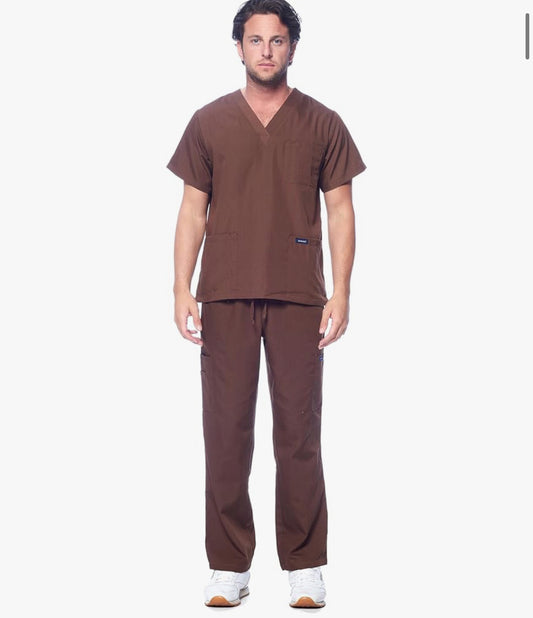 Dagacci Scrubs for Men Set - V-Neck Scrub Top and Cargo Pants - 8 Pockets Men Scrubs Set