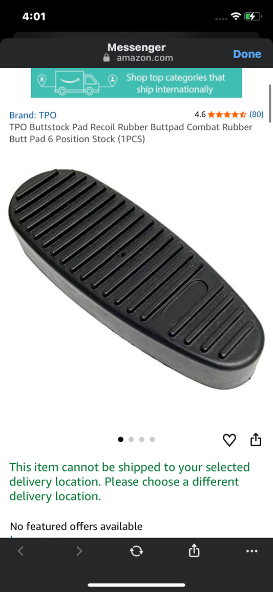 TPO Buttstock Pad Recoil Rubber Buttpad Combat Rubber Butt Pad 6 Position Stock (1PCS)
