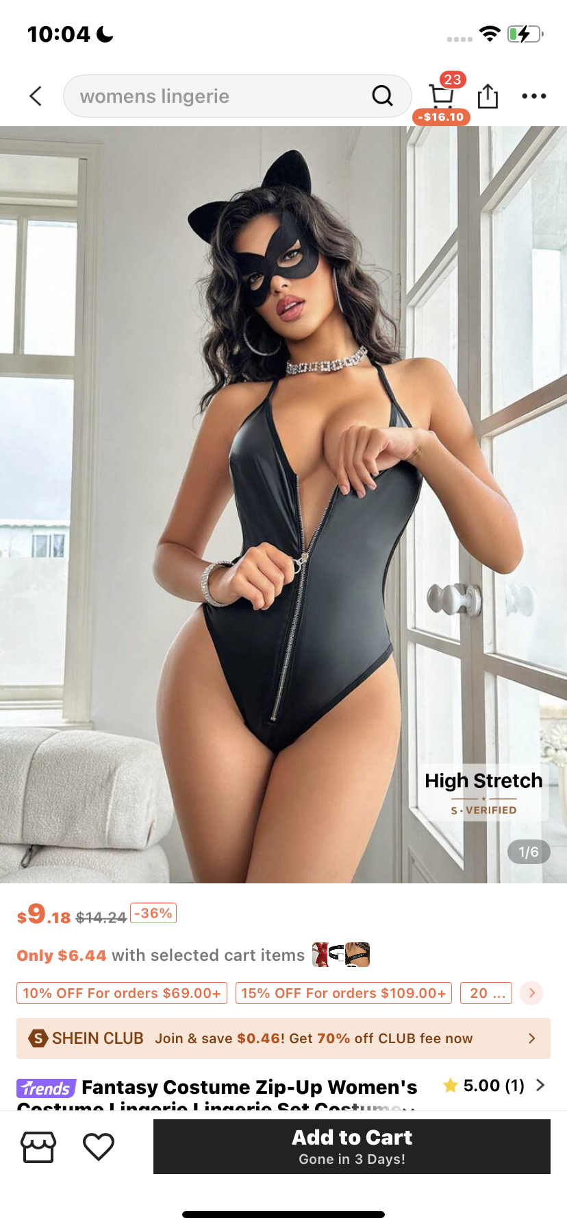 Fantasy Costume Zip-Up Women's Costume Lingerie Lingerie Set Costume