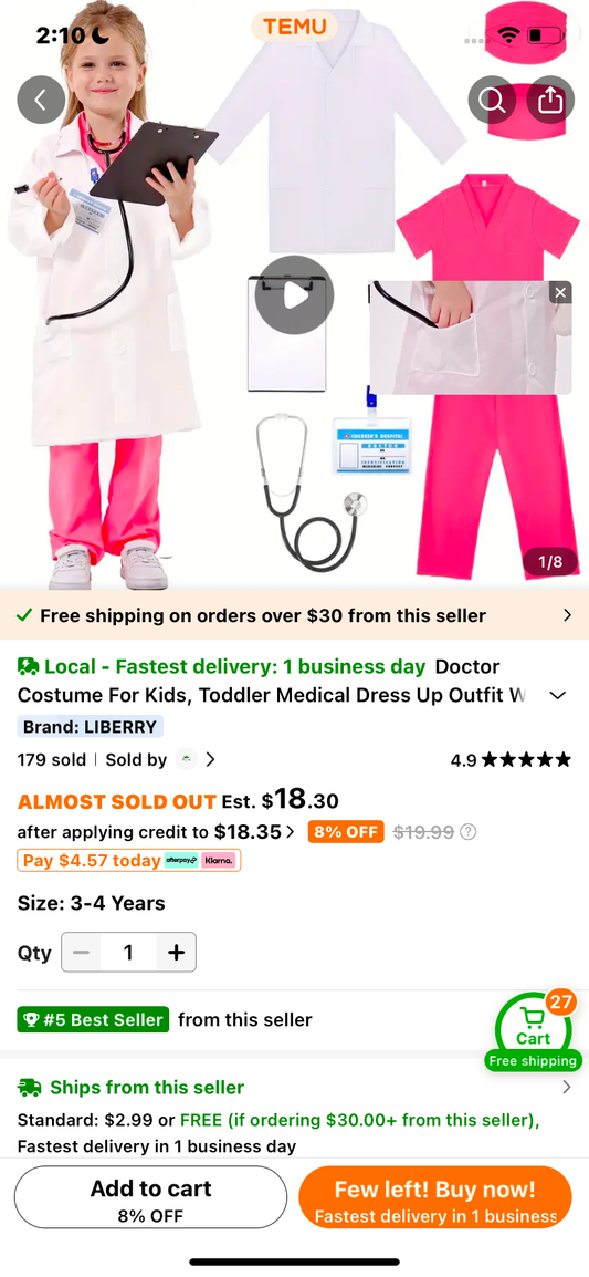 Doctor Costume For Kids, Toddler Medical Dress Up Outfit With Real Stethoscope, Pretend Play Coat Gift For Boys Girl Christmas, Halloween Gift