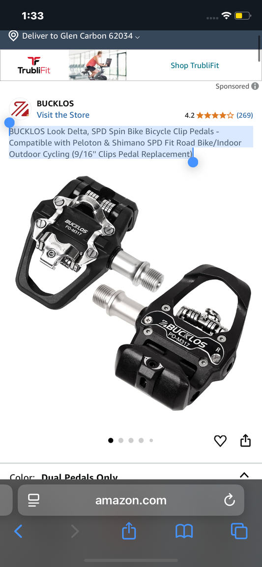 BUCKLOS Look Delta, SPD Spin Bike Bicycle Clip Pedals - Compatible with Peloton & Shimano SPD Fit Road Bike/Indoor Outdoor Cycling (9/16'' Clips Pedal Replacement)