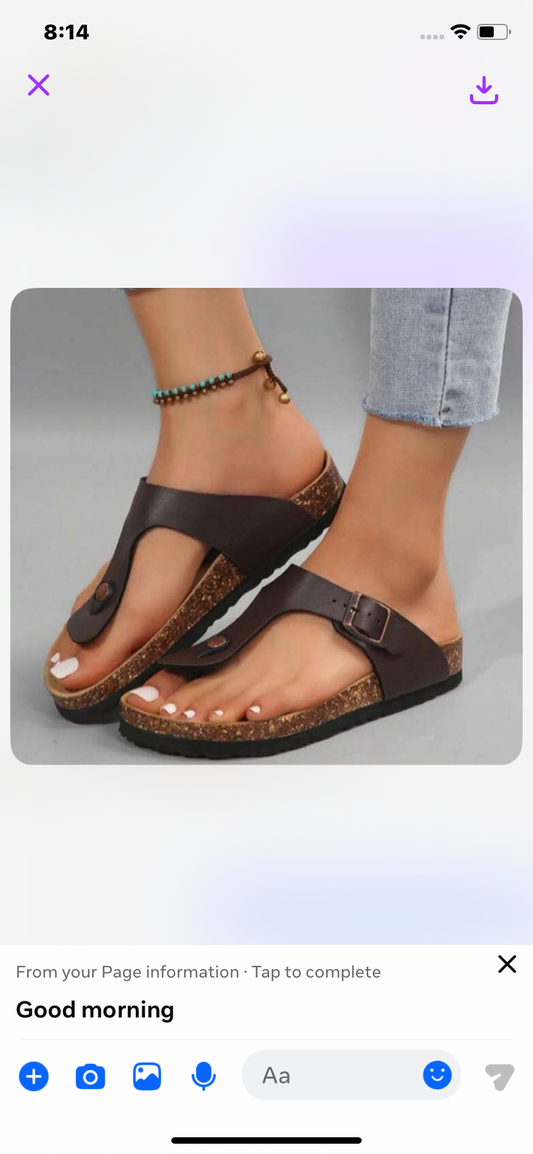 Women's Flip Flops Cork Insole Leather Sandals With Adjustable Buckle Comfort Sandals,Summer Beach Outdoor Slippers