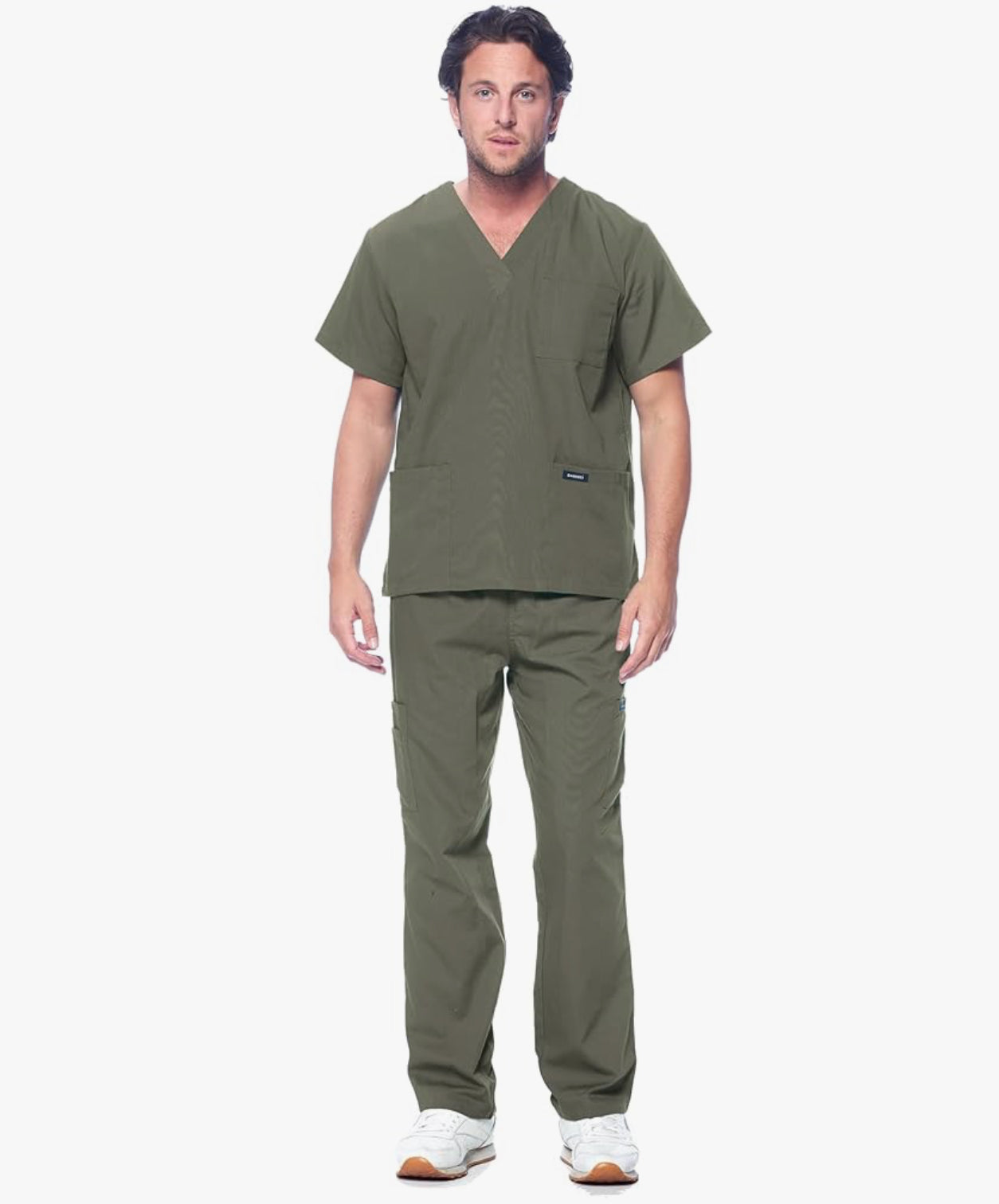 Dagacci Scrubs for Men Set - V-Neck Scrub Top and Cargo Pants - 8 Pockets Men Scrubs Set