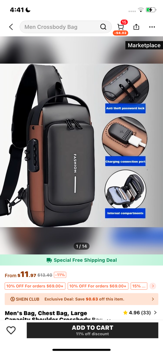 Men's Bag, Chest Bag, Large Capacity Shoulder Crossbody Bag, Password Lock Anti-Theft Bag, Men's Casual Sports Small Backpack, Motorcycle Bag, Fashionable Men's Waterproof And Wear-Resistant Bag