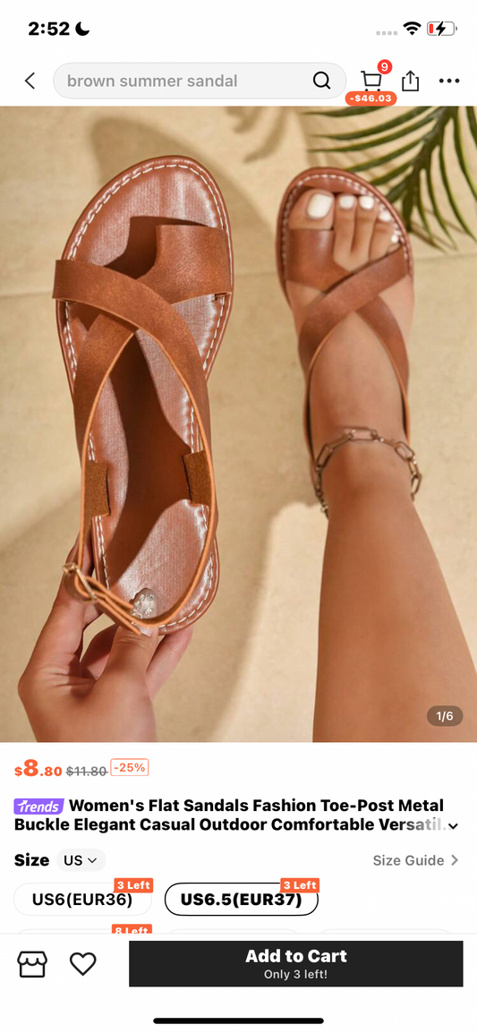 Women's Flat Sandals Fashion Toe-Post Metal Buckle Elegant Casual Outdoor Comfortable Versatile Lightweight Sandals