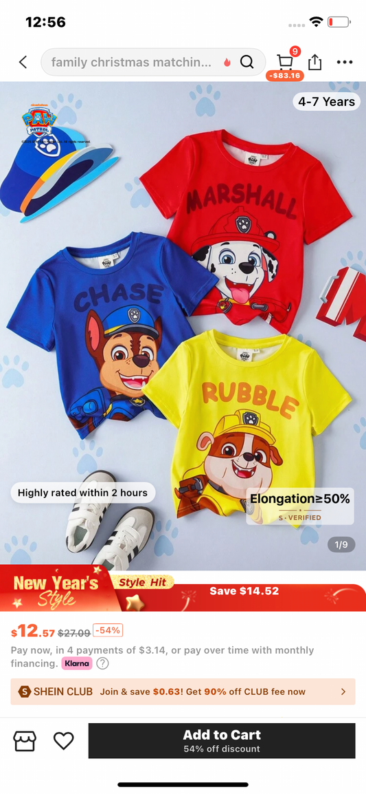 SHEIN | PAW Patrol 3pcs/Set Young Boy Cute Cartoon Puppy Graphic Print Round Neck Short Sleeve Knit T-Shirt, Summer Boys Cartoon T Shirts Boys Dog T Shirt