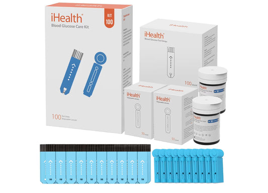 iHealth Blood Glucose Test Strips 100 Count, Lancets for Diabetes Management 100 Count, Compatible with iHealth Blood Glucose Monitor Only