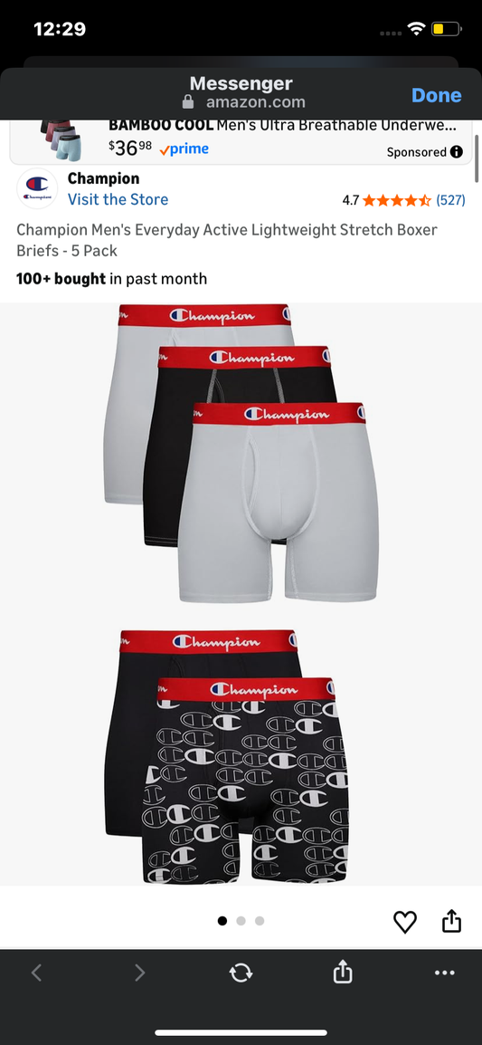 Champion Men's Everyday Active Lightweight Stretch Boxer Briefs - 5 Pack
100