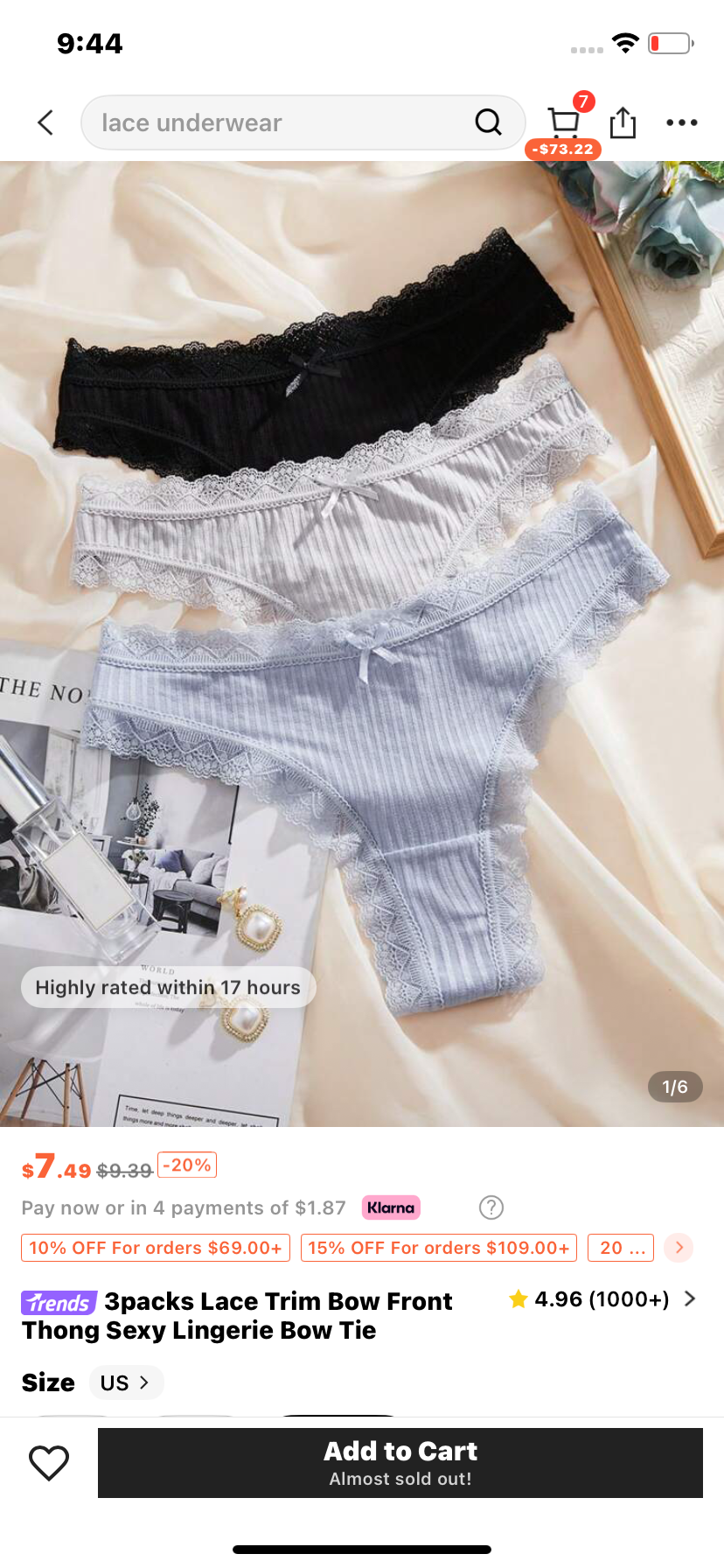 3packs Lace Trim Bow Front Thong Sexy Lingerie Bow Tie