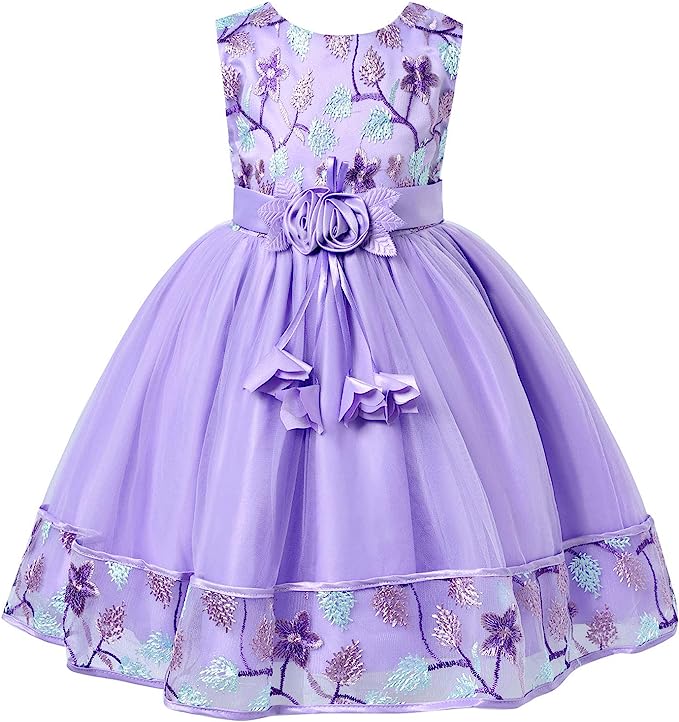 YiZYiF Kids Girls Sleeveless Floral Embroidery Flower Tutu Dress Birthday Pageant Party Wedding Ball Gown