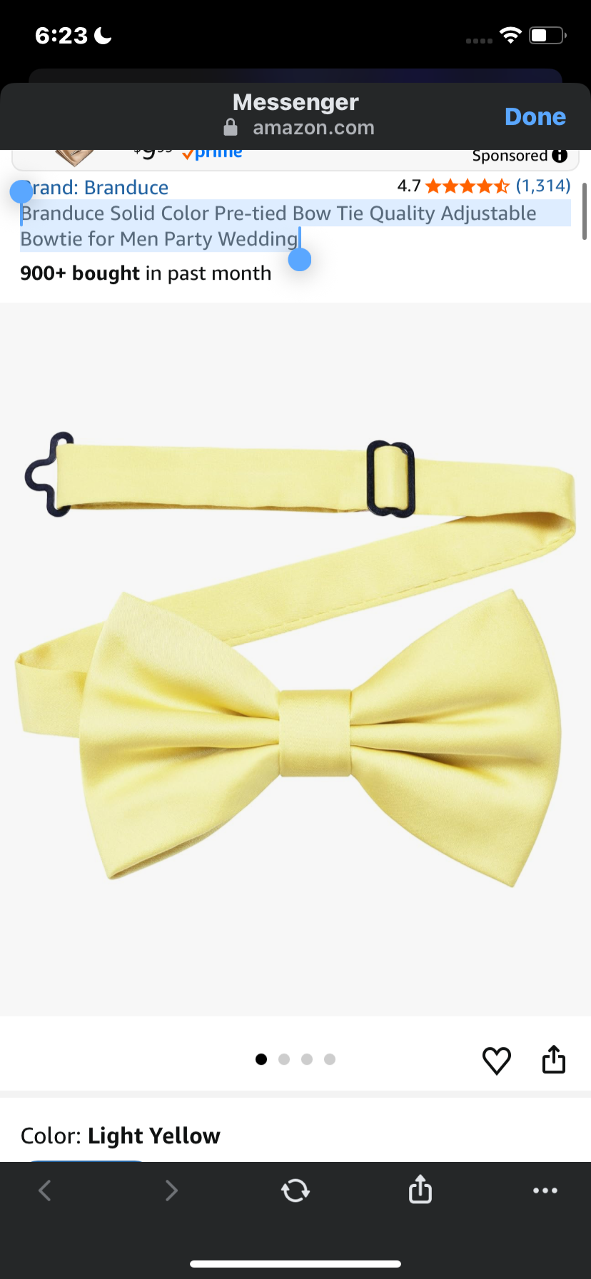 Branduce Solid Color Pre-tied Bow Tie Quality Adjustable Bowtie for Men Party Wedding