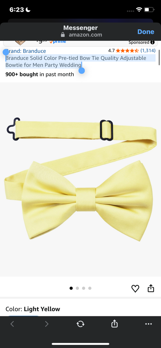 Branduce Solid Color Pre-tied Bow Tie Quality Adjustable Bowtie for Men Party Wedding