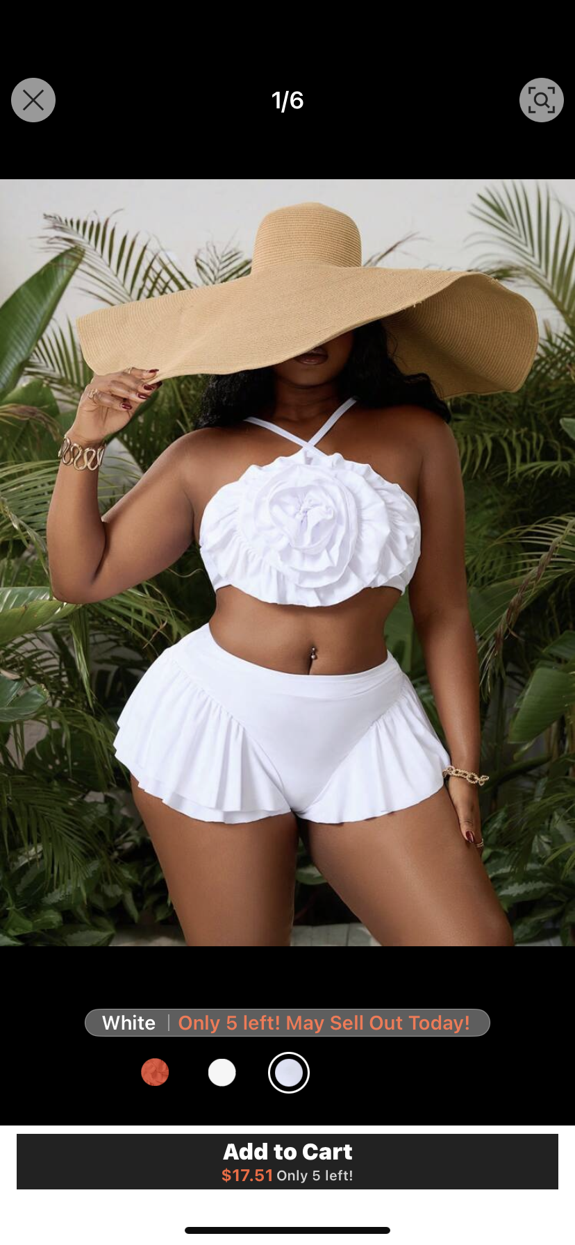 SHEIN Slayr CURVE Plus Size Party & Holiday Exaggerated 3D Floral Ruffle Trim Bikini Set Swimwear Set, For Summer Beach Vacation