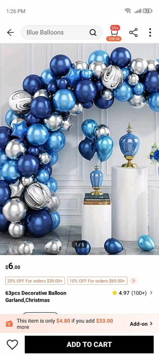 63pcs Decorative Balloon Garland,Christmas