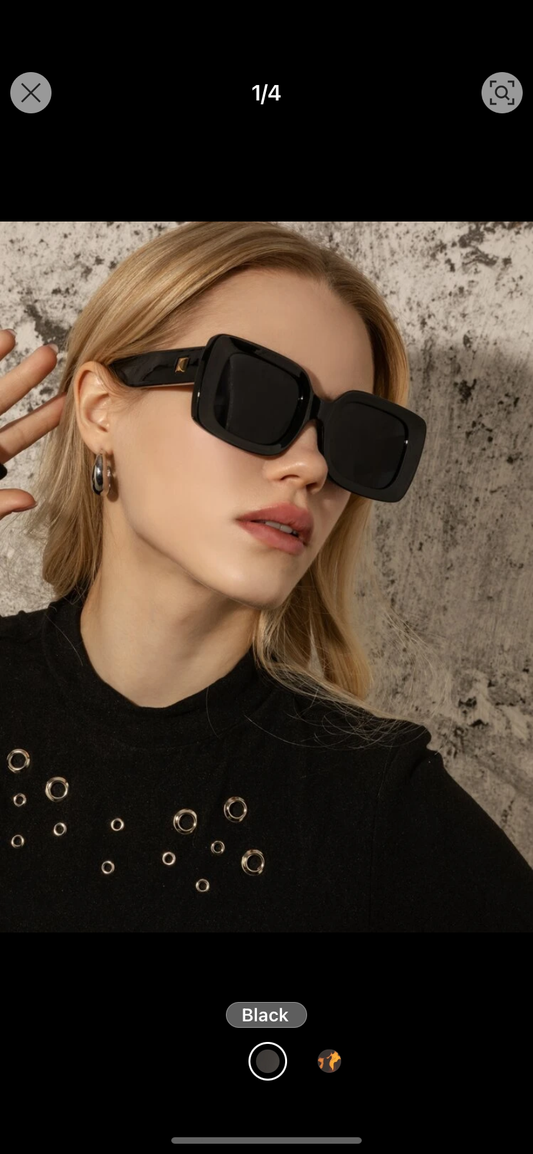 1pc Women's Vintage Square Oversized Candy Color Stud Decor Casual Simple European & American Ins Style Outdoor Travel Fashion Glasses, Suitable For Daily & Holiday Wear Beach Accessories For Women Glasses Shades Trendy Basics Fall Winter Women Outfits Cl