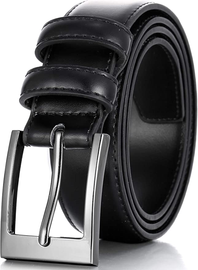Marino’s Men Genuine Leather Dress Belt with Single Prong Buckle - Black - 36